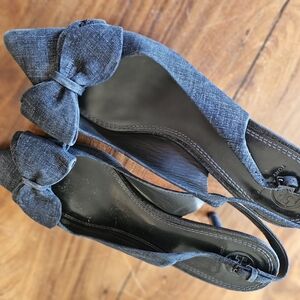 Tory Burch Denim Bow Slingback Heels